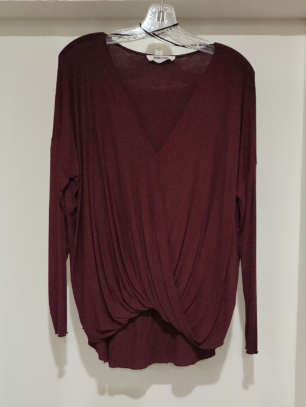 Double Zero Merlot Surplice V-Neck Top